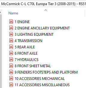 McCormick C-L C70L Europa Tier 3 (2008-2015) - RS51 Parts Catalog