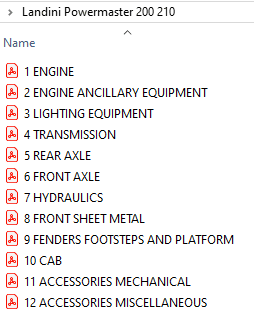 Landini Powermaster 200/210 (2006-2009) RP90 - Parts Catalog