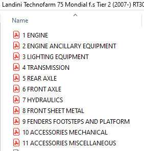 Landini Technofarm 75 Mondial f.s Tier 2 (2007-) RT30 Parts Catalog