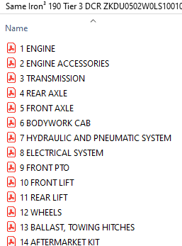 Same Iron³ 190 Tier 3 DCR   ZKDU0502W0LS10010 - Parts Catalog