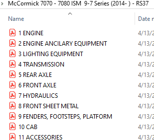 McCormick 7070 - 7080 ISM  9-7 Series (2014- ) - RS37 Parts Catalog