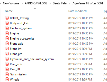 Deutz Fahr Agrofarm 85 after 5001 - Parts Catalog