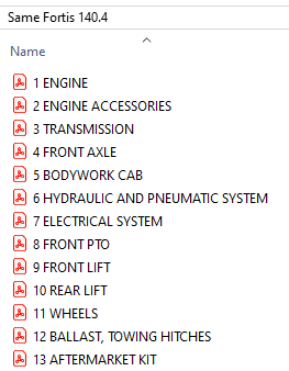 Same Fortis 140.4  - Parts Catalog