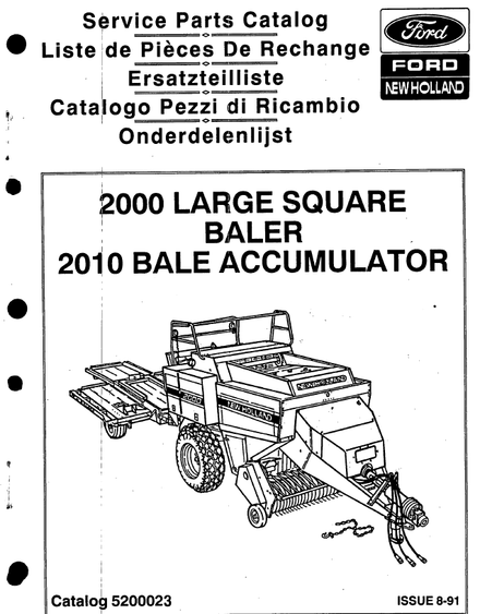 New Holland 2000 2010 Baler - Parts Catalog