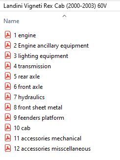 Landini Vigneti Rex Cab (2000-2003) 60V - Parts Catalog