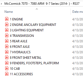 McCormick 7070 - 7080 ARM  9-7 Series (2014- ) - RS37 Parts Catalog