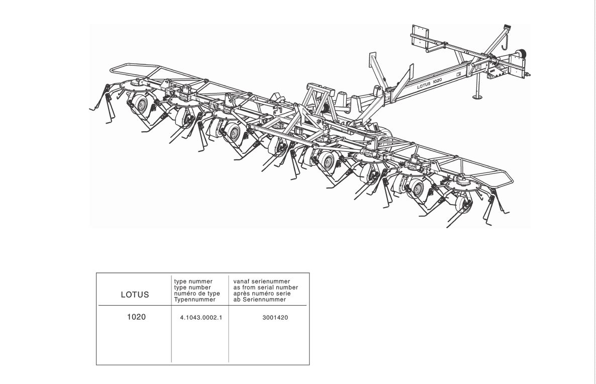 Lely Lotus 1020 Rotary Tedder Parts Catalog,Lely Lotus 1020 Rotary