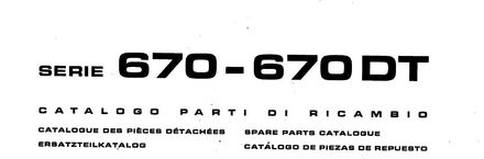 Fiat 670 670 DT Tractor - Parts Catalog