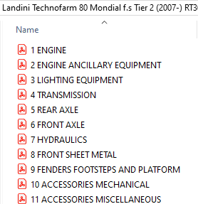 Landini Technofarm 80 Europe Tier 2 (2007-2008) RS50 - Parts Catalog