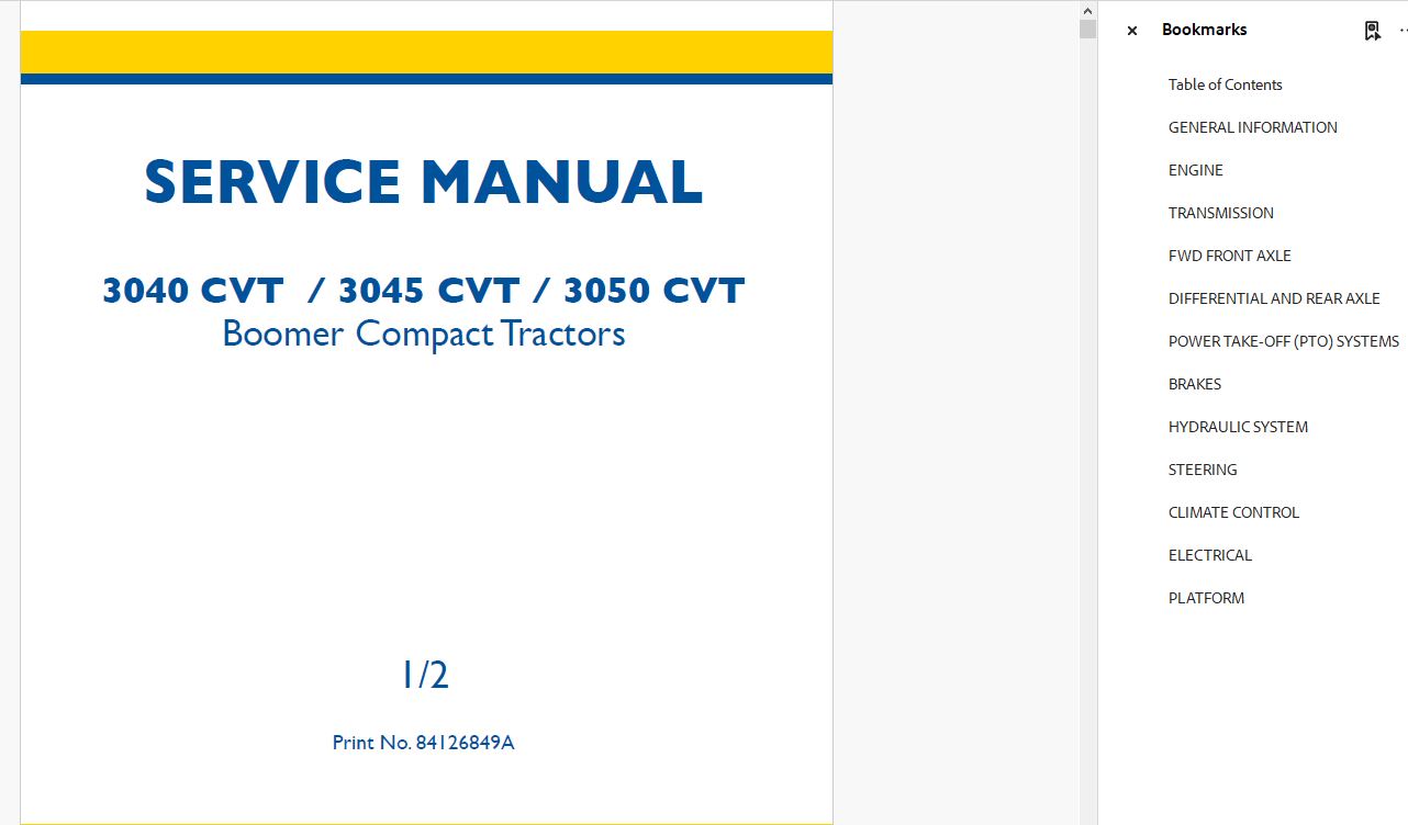 New Holland Boomers Workshop Manuals