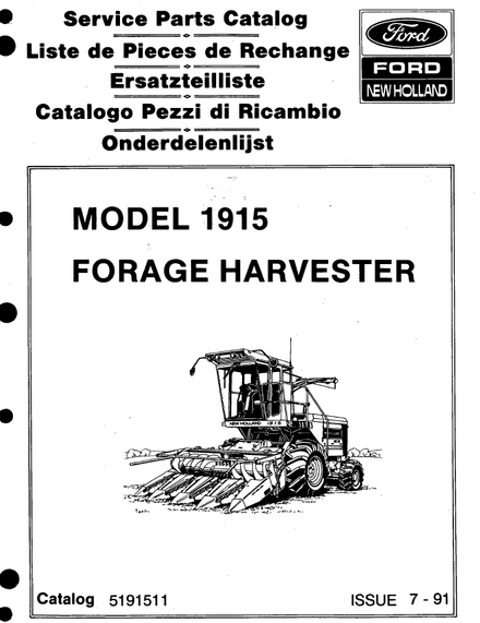 New Holland 1915 Forage Harvester - Parts Catalog