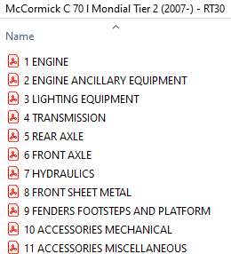 McCormick C 70 l Mondial Tier 2 (2007-) - RT30 Parts Catalog