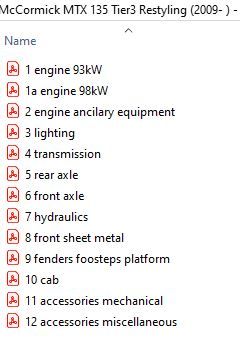 McCormick MTX 135 Tier3 Restyling (2009- ) - RPD1 Parts Catalog
