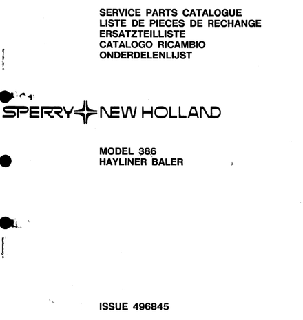 New Holland Hayliner 386 Baler - Parts Catalog