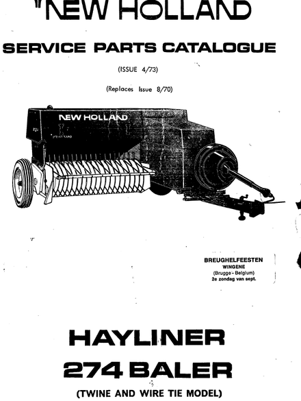 New Holland Hayliner 274 Baler - Parts Catalog