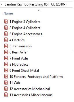 Landini Rex Top Restyling 85 F / GE (2010 - ) Parts Catalog