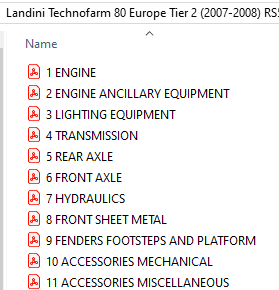 Landini Technofarm 80 Europe Tier 2 (2007-2008) RS50 - Parts Catalog