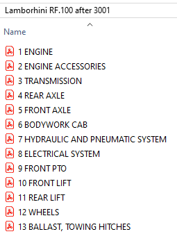 Lamborghini RF.100 after 3001 - Parts Catalog