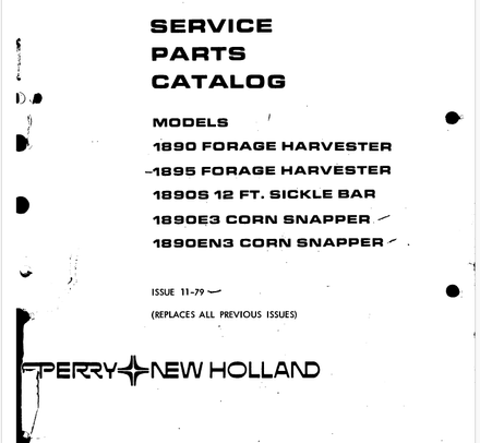 New Holland 1890 1895 Forage Harvester - Parts Catalog
