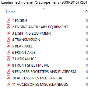 Landini Technofarm 75 Europe Tier 3 (2008-2015) RS51 - Parts Catalog