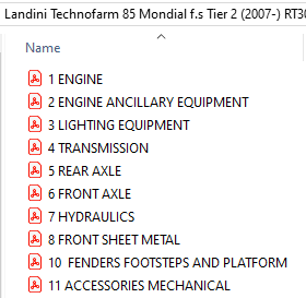 Landini Technofarm 85 Mondial f.s Tier 2 (2007-) RT30 Parts Catalog