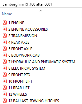 Lamborghini RF.100 after 6001 - Parts Catalog