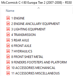 McCormick C-l 80 Europa Tier 2 (2007-2008) - RS50  Parts Catalog
