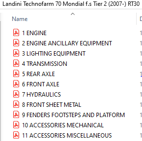 Landini Technofarm 70 Mondial f.s Tier 2 (2007-) RT30 Parts Catalog