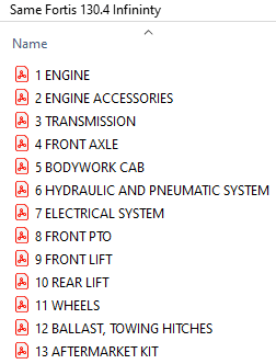 Same Fortis 130.4 Infinity - Parts Catalog