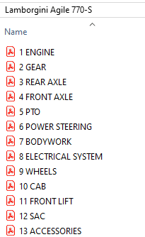 Lamborghini Agile 770-S Tractor - Parts Catalog