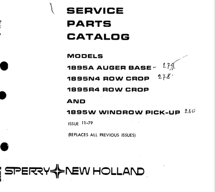 New Holland Header 1895 - Parts Catalogs