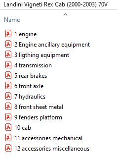 Landini Vigneti Rex Cab (2000-2003) 75V - Parts Catalog
