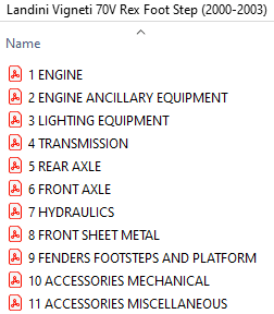 Landini Vigneti 70V Rex Foot Step (2000-2003) Parts Catalog