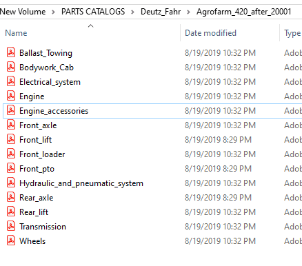 Deutz Fahr Agrofarm 420 after 20001 - Parts Catalog