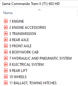 Same Commando Trem II (T1)  603 HD - Parts Catalog