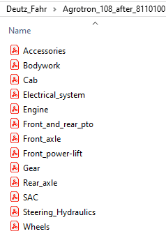 Deutz Fahr Agrotron 108 after 81101001 - Parts Catalog