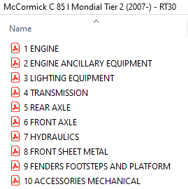 McCormick C 85 l Mondial Tier 2 (2007-) - RT30 Parts Catalog