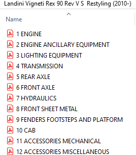 Landini Vigneti Rex 90 Rev V S  Restyling (2010-) Parts Catalog