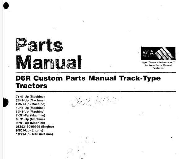 Caterpillar D6R Crawler Tractor Parts Catalog