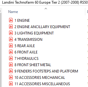 Landini Technofarm 60 Europe Tier 2 (2007-2008) RS50 - Parts Catalog