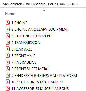 McCormick C 80 l Mondial Tier 2 (2007-) - RT30 Parts Catalog