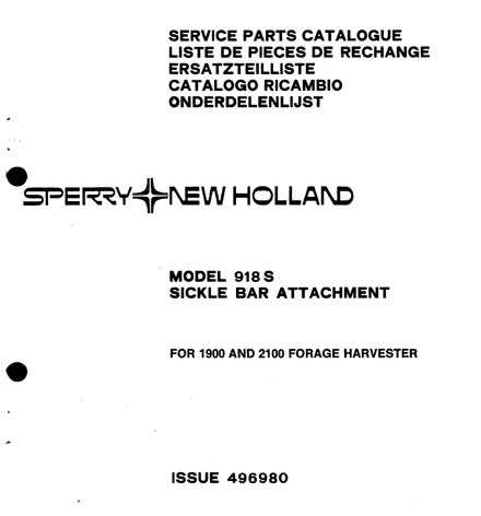New Holland Header 918 S - Parts Catalogs