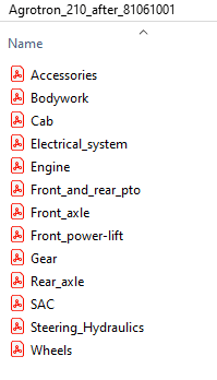 Deutz Fahr Agrotron 210 after 81061001 - Parts Catalog