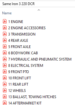 Same Iron³ 220 Tier 3 DCR  - Parts Catalog