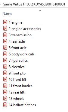 Same Virtus J 100 ZKDY450200TS100001 - Parts Catalog