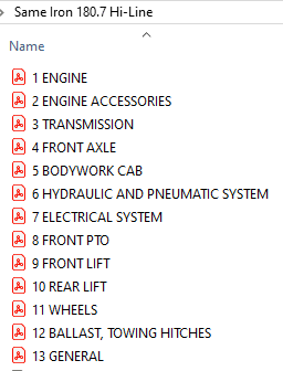 Same Iron 180.7 Hi-Line Parts Catalog