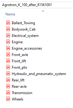 Deutz Fahr Agrotron K 100 after 81561001 - Parts Catalog