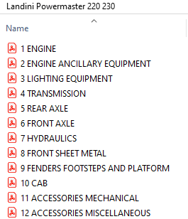 Landini Powermaster 220/230 (2006-2009) RP90 - Parts Catalog