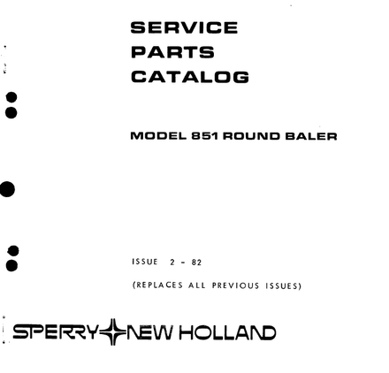 New Holland Sperry 851  Baler - Parts Catalog