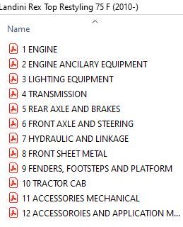 Landini Rex Top Restyling 75 F  (2010-) Parts Catalog
